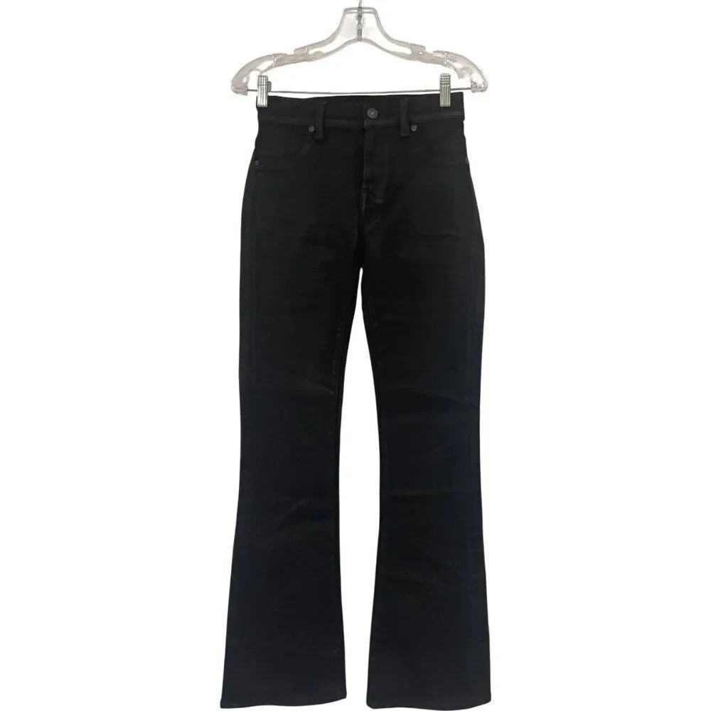 7 For All Mankind Womens Bootcut Jeans Size 26 Black Tailorless Coated NWT